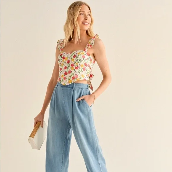 Francesca’s - Bow Back Corset Floral Blouse - Picture 4 of 7